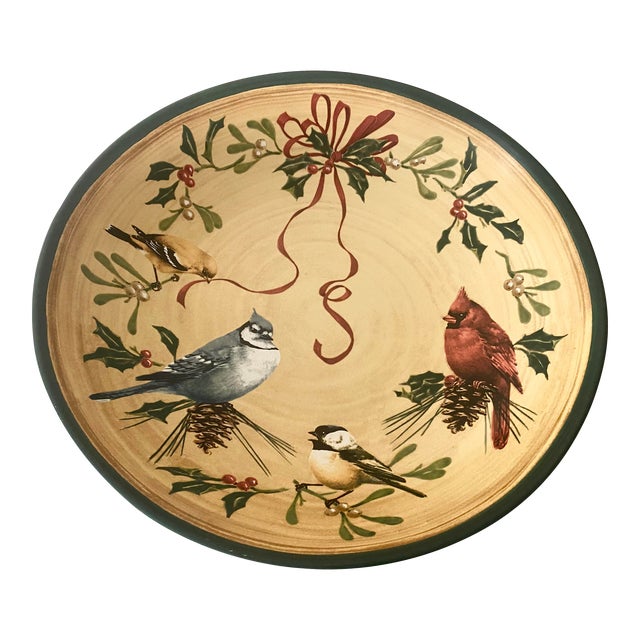 Late 20th Century Lenox Winter Greetings Large Serving Bowl Excellent Mint Condition For Sale