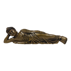 20th Century Antique Chinese Handcrafted Brass Reclining Buddha Statue