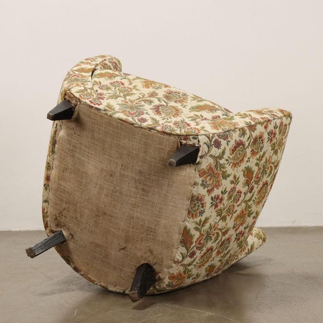 Vintage Armchairs in Jacquard Fabric and Wood, Italy, 1950s, Set of 2 For Sale - Image 9 of 10