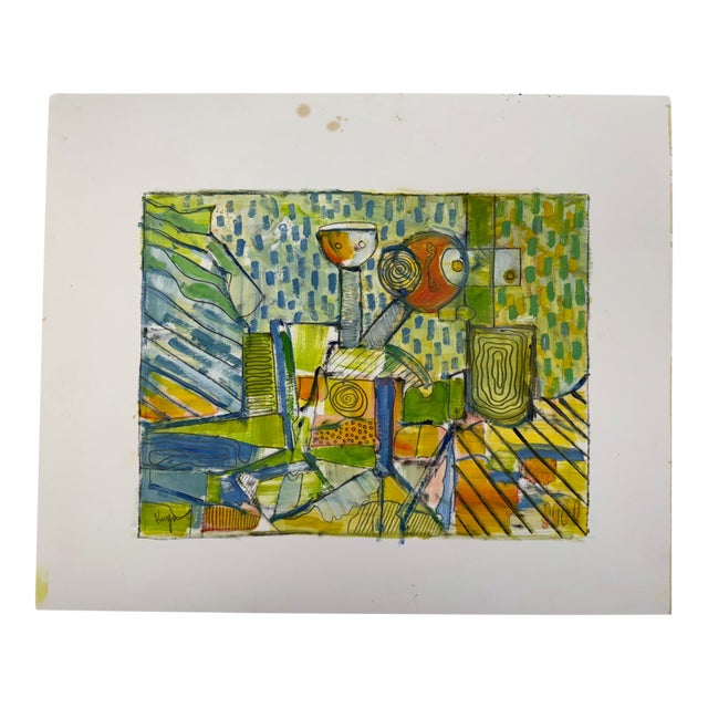 Late 20th Century Untitled, Stanley J. Krupa, Acrylic on Fine Art Paper, Vibrant Abstract Composition For Sale