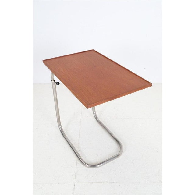 Mid-Century Danish Adjustable Teak and Tube Steel Side Table, 1960s For Sale - Image 6 of 14