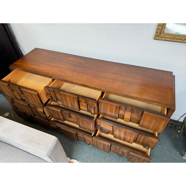 Lane Furniture Lane Furniture Staccato Brutalist Lowboy Dresser, Circa 1970's For Sale - Image 4 of 12