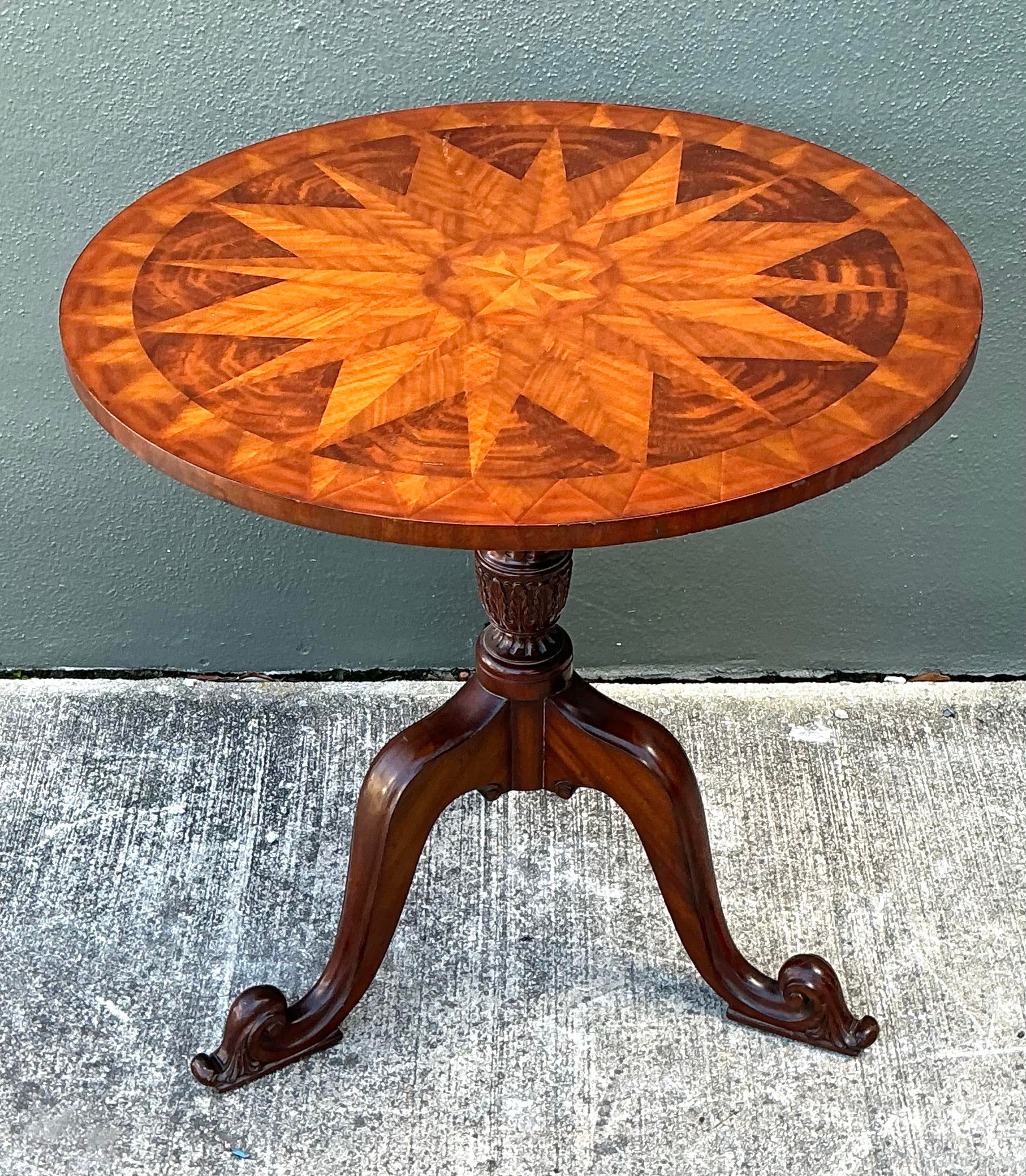 Vintage Maitland Smith Inlay Side Table | Chairish