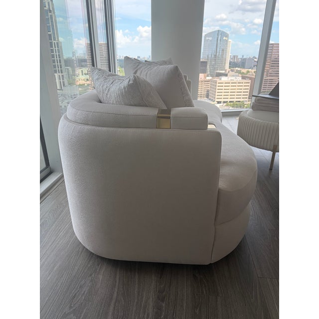 Contemporary Michael Amini 84.5'' Square Arm Carmela Curved Sofa – Like New For Sale - Image 3 of 14
