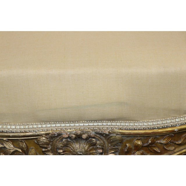 19th C Pair French Louis XV Yellow Carved Giltwood Armchairs For Sale - Image 12 of 17