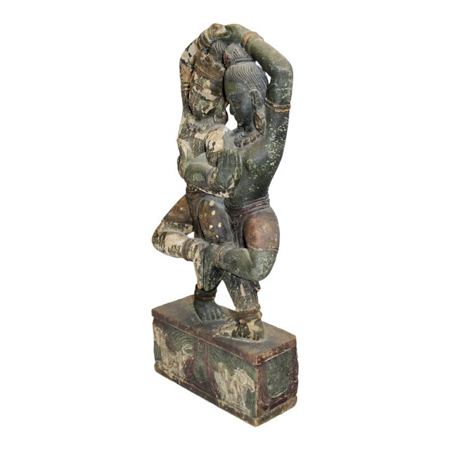 Antique Hand Carved Hindu Wooden Sculpture, Early 1900s For Sale - Image 5 of 7