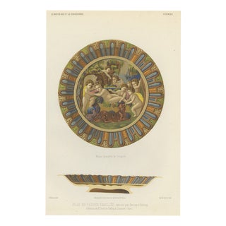 Palissy Enameled Faience Dish, 1851, Paper For Sale