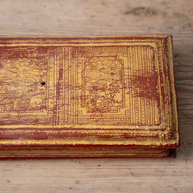 Burmese Kammavaca manuscript with two lacquer cover pieces and inscribed leaves for Buddhist ordination texts, circa 1880....