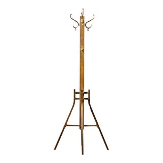 1920s Art Deco Industrial Brass Coat Rack For Sale