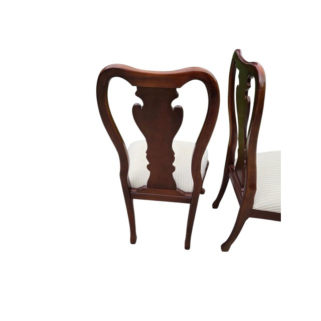 1990s Pair Thomasville Collectors Cherry Queen Ann Dining Room Side Chairs For Sale - Image 11 of 11