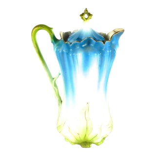 Teal and Light Green Shaped Chocolate Pot For Sale