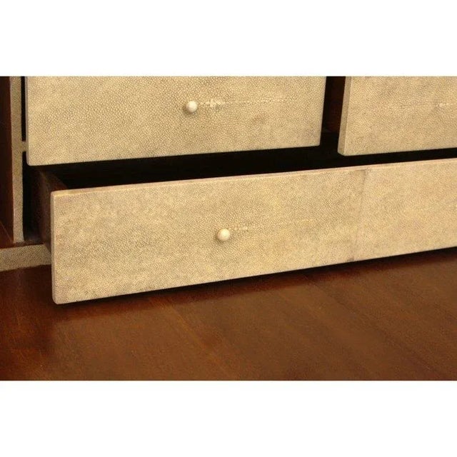 Wood Vintage R & Y Augousti Tessellated Pen Shell With Brass Inlay Bar Server or High Cabinet For Sale - Image 7 of 12