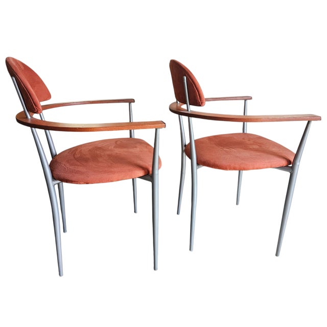 1980s Attributed to Post Modern Italian Pair of "Stiletto" Chairs For Sale - Image 4 of 11