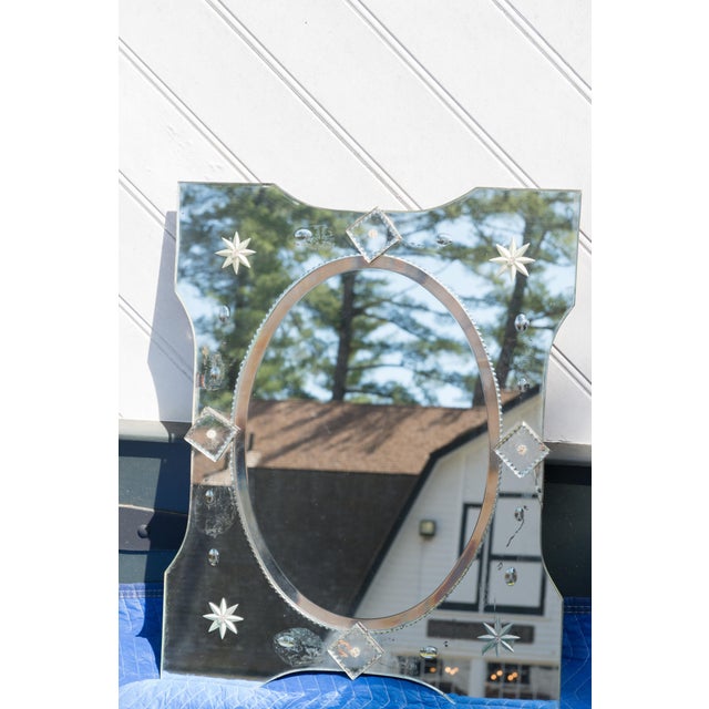 Transparent French 1940s Carved and Etched Mirror Framed Mirror For Sale - Image 8 of 12