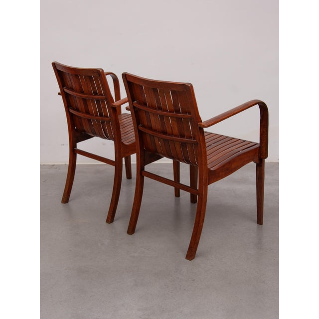 Art Nouveau Slatted Armchair attributed to Thonet, 1910 For Sale - Image 11 of 16