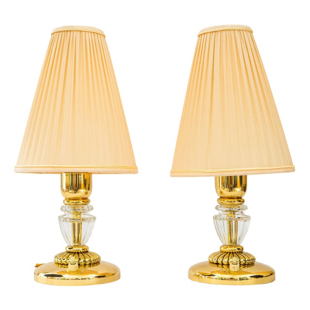 Bakalowits Table Lamps with Fabric Shades, Vienna, 1950s, Set of 2 For Sale