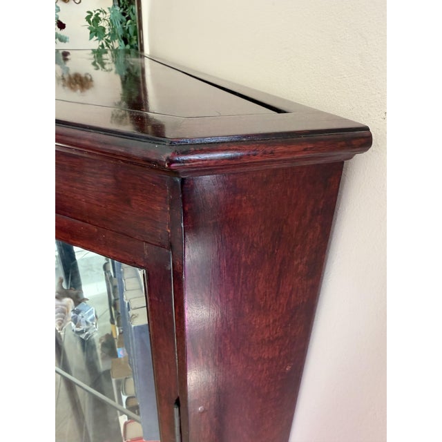 Wood Display Cabinet with Glass Shelves, 1980s For Sale - Image 4 of 10