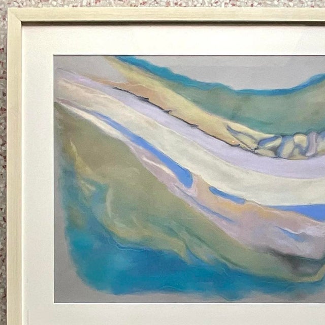 Vintage 1980s Signed Original Abstract Pastel on Paper Painting For Sale - Image 14 of 14