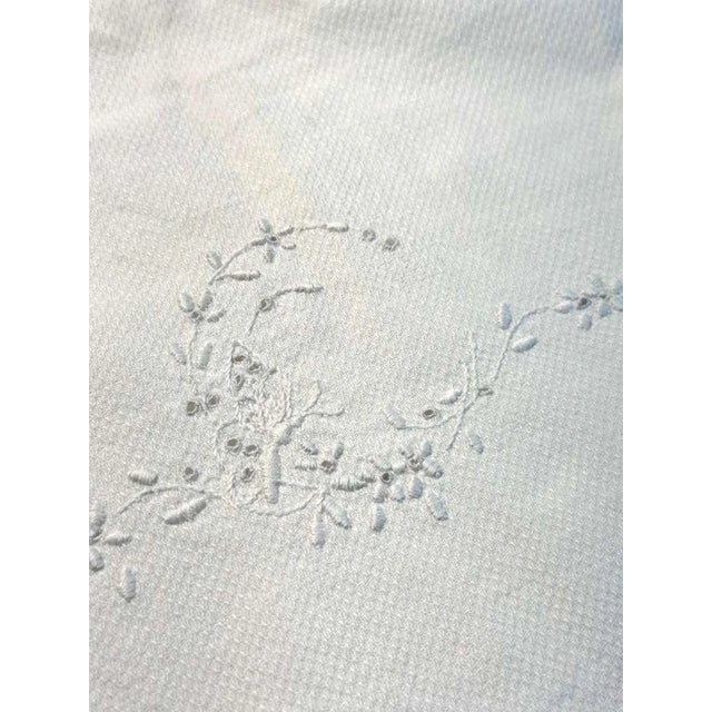 French Antique Linen Tea Towel - Dual C Monograms - Hemstitched Drawn Thread Border 1900s For Sale In Philadelphia - Image 6 of 9