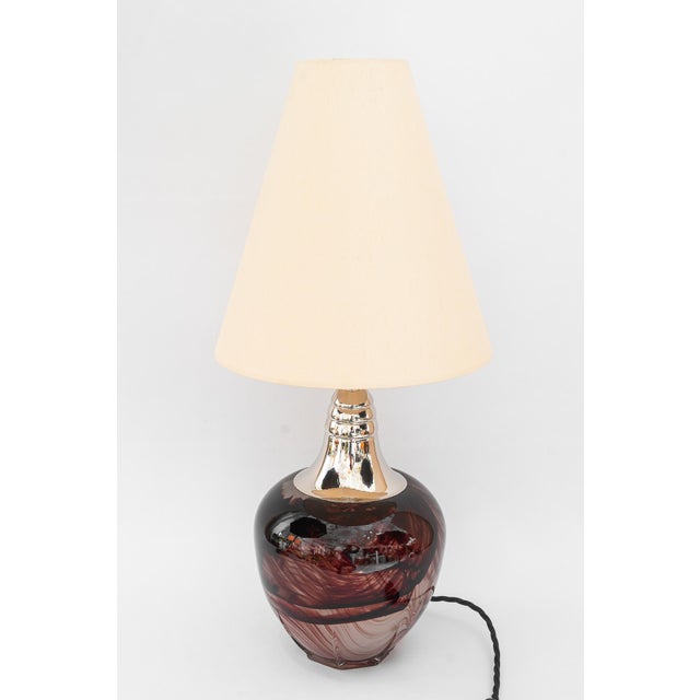Murano Table Lamp with Fabric Shade, Italy, 1920s For Sale - Image 3 of 18