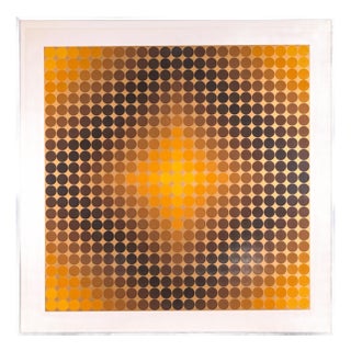 Victor Vasarely DiaC (Gold) Signed Op Art Modern Serigraph 83/200 Framed 1968 For Sale