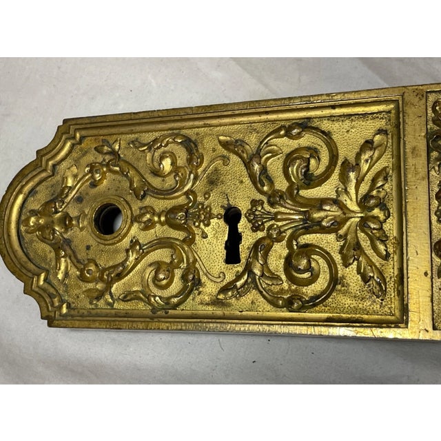 Rare Antique French Gilt Bronze Door Lock Hardware Salvage Ornate Victorian For Sale In New York - Image 6 of 15