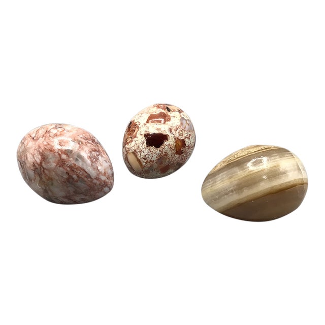 Mexico Matrix Fire Opal, Jasper and Butterscotch Onyx Eggs-Set of 3 For Sale