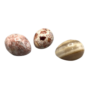 Mexico Matrix Fire Opal, Jasper and Butterscotch Onyx Eggs-Set of 3