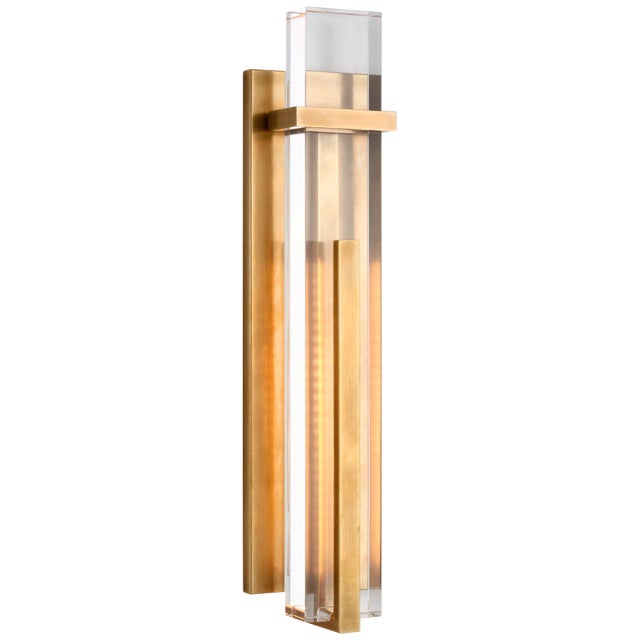 Ian K. Fowler for Visual Comfort Signature Malik Large Sconce in Hand-Rubbed Antique Brass with Crystal For Sale