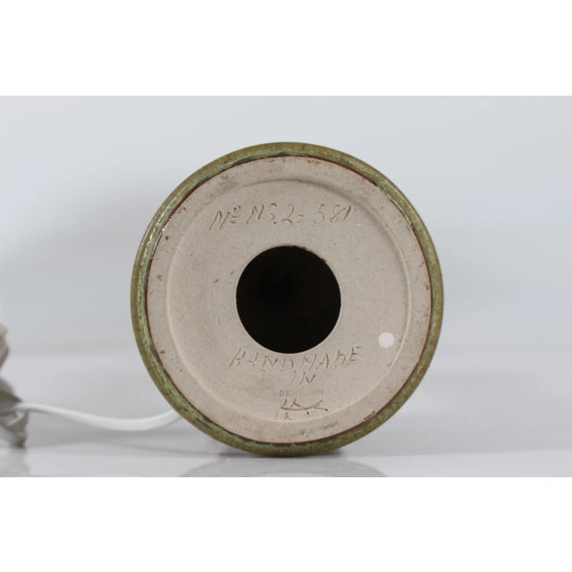 Textile Modern Danish Green Brown Glaze Ceramic Table Lamp from Kähler Studio, 1960s For Sale - Image 7 of 11