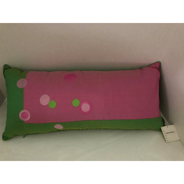 Set of 3 Pink & Green Silk Polka Dot Pillows For Sale In Detroit - Image 6 of 10