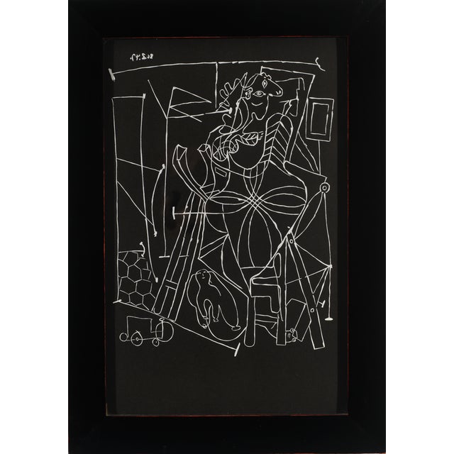 These black and white images are part of a portfolio of Picasso reproduction prints. Custom framed. The set of four make a...