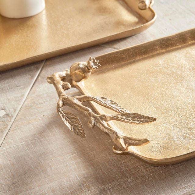 Pomegranate Branch Decorative Trays, Set Of 2 For Sale - Image 9 of 11