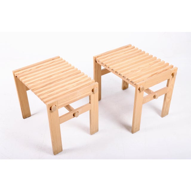 Set of Scandinavian Modern Stools in Solid Pine, 1950s For Sale - Image 6 of 10