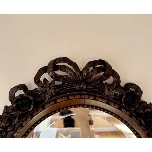 Antique Carved Oak Wall Mirror, 1860 For Sale - Image 4 of 7