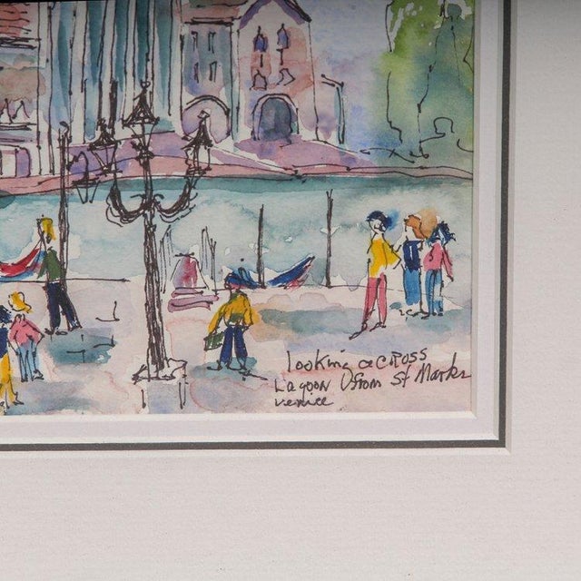 2000 - 2009 Martha Thompson Looking Across Lagoon St Marks Venice Painting, Framed For Sale - Image 5 of 5