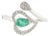 Emerald & Diamond Heart Halo Toi Et Moi Bypass Ring in 14k White Gold Size 4 For Sale