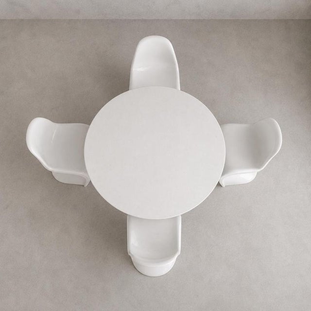 Details Dining Table Manufacturer: Arkana Designer: Maurice Burke Made in England Circular dining table White finish...