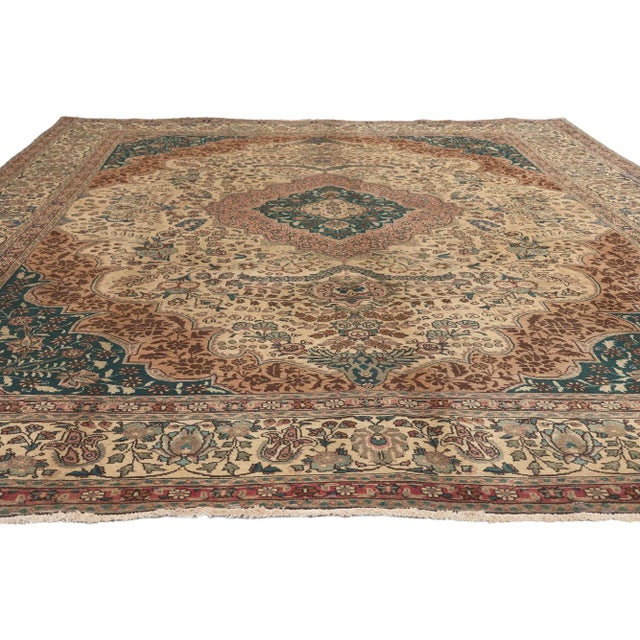 Baroque Mid 20th Century Mid 20th Century Vintage Persian Tabriz Rug 08’00 X 11’00 For Sale - Image 3 of 9