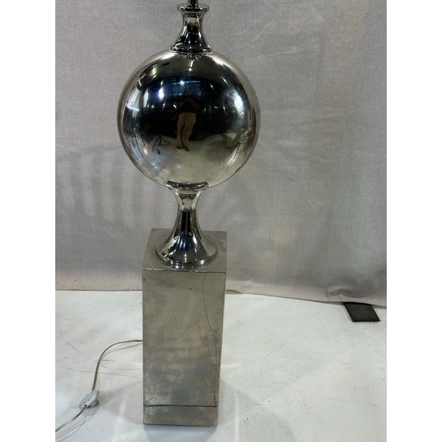 Chrome 1960s Philippe Barbier Nickel and Chrome Floor Lamp For Sale - Image 8 of 11