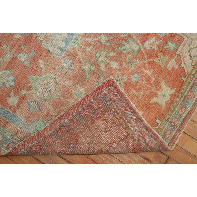 Red Antique Zabihi Collection Turkish Oushak Prayer Rug - 3'8" x 4'11" For Sale - Image 8 of 11
