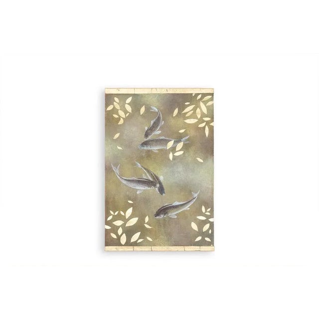 French Artist, Scene with Carp, Painted Canvas For Sale - Image 4 of 4