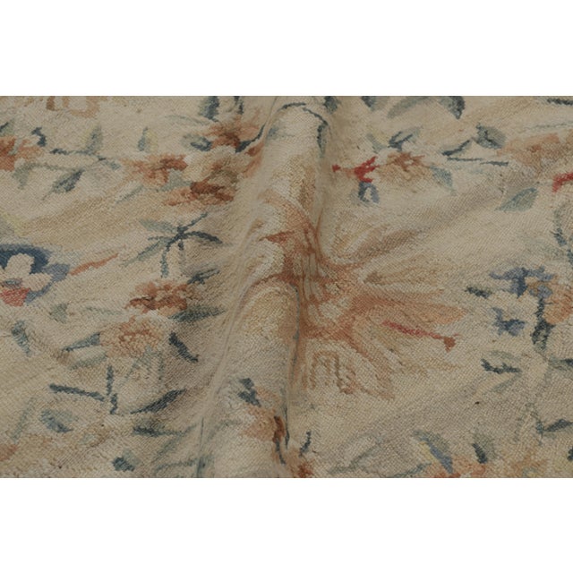 Rug & Kilim's Oversized Aubusson Style Rug in Beige-Cream With Floral Patterns For Sale - Image 9 of 10