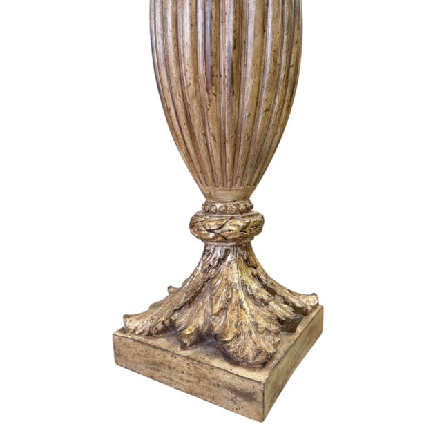 Neoclassical Late 20th Century Neoclassical Style Table Lamp in Silver Gilt With Pleated Silk Shade by John Richard For Sale - Image 3 of 5