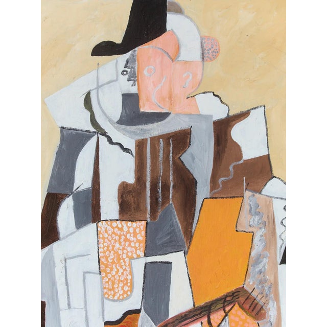 Le Guitarite, signed and dated by Francois Lucet, exemplifies French Cubism through its geometric fragmentation and...