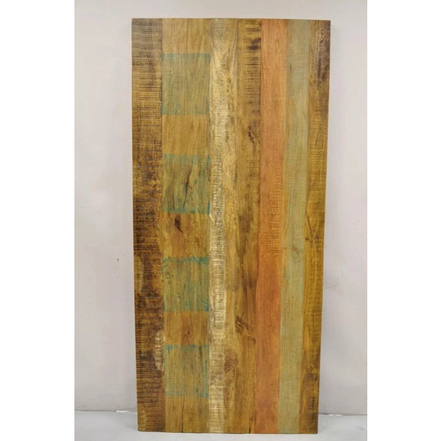 Industrial Style Cast Iron and Reclaimed Wood Farmhouse Rustic Dining Table For Sale In Philadelphia - Image 6 of 12