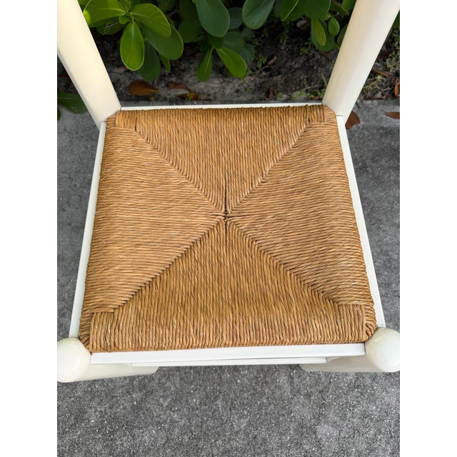 Wood Vintage Hank Loewenstein Padova Italian Rush Seat Dining Chair in White Lacquer For Sale - Image 7 of 11