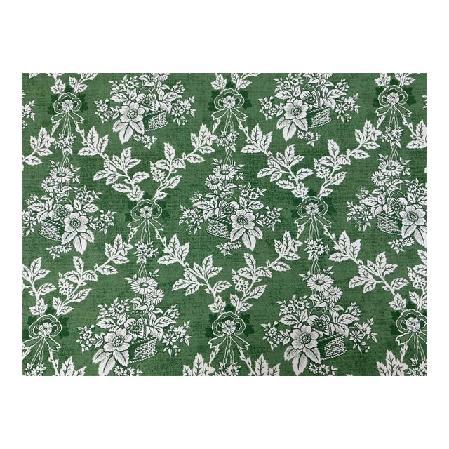 Laura Ashley 6 Yds Cotton Fabric Green & White Summer Trellis New Old Stock Vintage 1996 Medium Weight 54" Wide For Sale