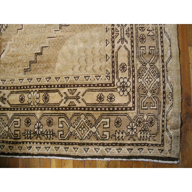Early 20th Century 1930s Tan Camel Geometric Antique Central Asian Khotan Rug 6'4" X 12' Knotted Wool Carpet For Sale - Image 5 of 7