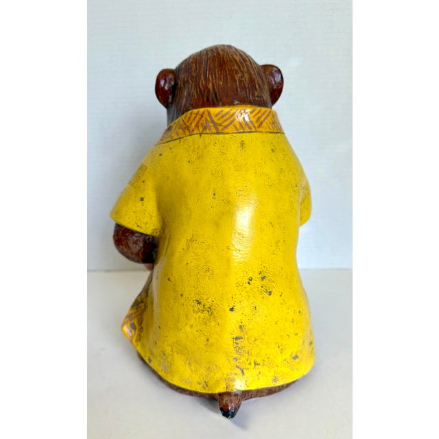 Vintage South American Folk Art Style Monkey Figure With Glass Eyes For Sale - Image 10 of 12